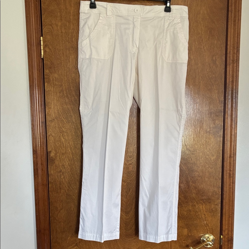 Oleg Cassini White Straight-Leg Pants